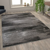 Rylan Collection 8' x 10' Gray Scraped Design Area Rug - Olefin Rug with Jute Backing