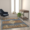 Lodi Collection Southwestern 5' x 7' Blue Area Rug - Olefin Rug with Jute Backing