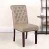 2 Pk. HERCULES Series Beige LeatherSoft Parsons Chair with Rolled Back, Accent Nail Trim and Walnut Finish
