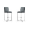 Element 29” Faux Leather Bar Stool in Graphite and Polished Chrome (Set of 2)