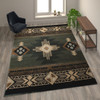 Mohave Collection 8' x 10' Sage Traditional Southwestern Style Area Rug - Olefin Fibers with Jute Backing
