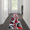 Atlan Collection 2' x 7' Red Abstract Area Rug - Olefin Rug with Jute Backing