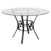 Carlisle 48” Round Glass Dining Table with Black Metal Frame