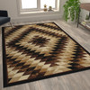Teagan Collection Southwestern 6' x 9' Brown Area Rug - Olefin Rug with Jute Backing
