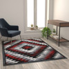 Teagan Collection Southwestern 5' x 7' Red Area Rug - Olefin Rug with Jute Backing