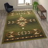 Lodi Collection Southwestern 8' x 10' Green Area Rug - Olefin Rug with Jute Backing