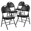 4 Pack Hercules  Series Ultra-Premium Triple Braced Black Vinyl Metal Folding Chair with Easy-Carry Handle