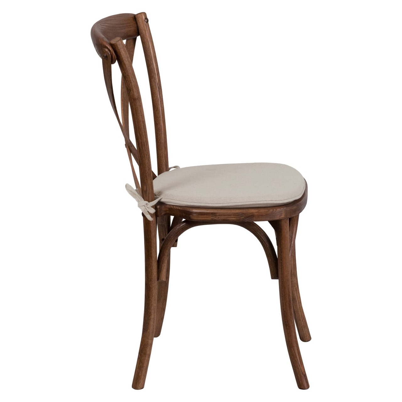 HERCULES Series Stackable Pecan Wood Cross Back Chair with Cushion