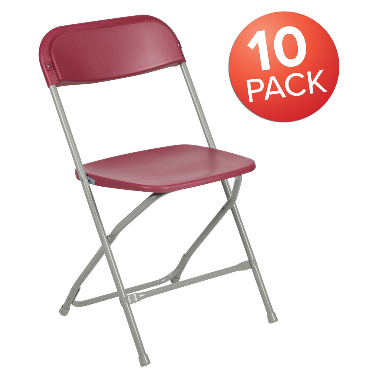 Hercules  Series Plastic Folding Chair - Red - 10 Pack 650LB Weight Capacity Comfortable Event Chair-Lightweight Folding Chair