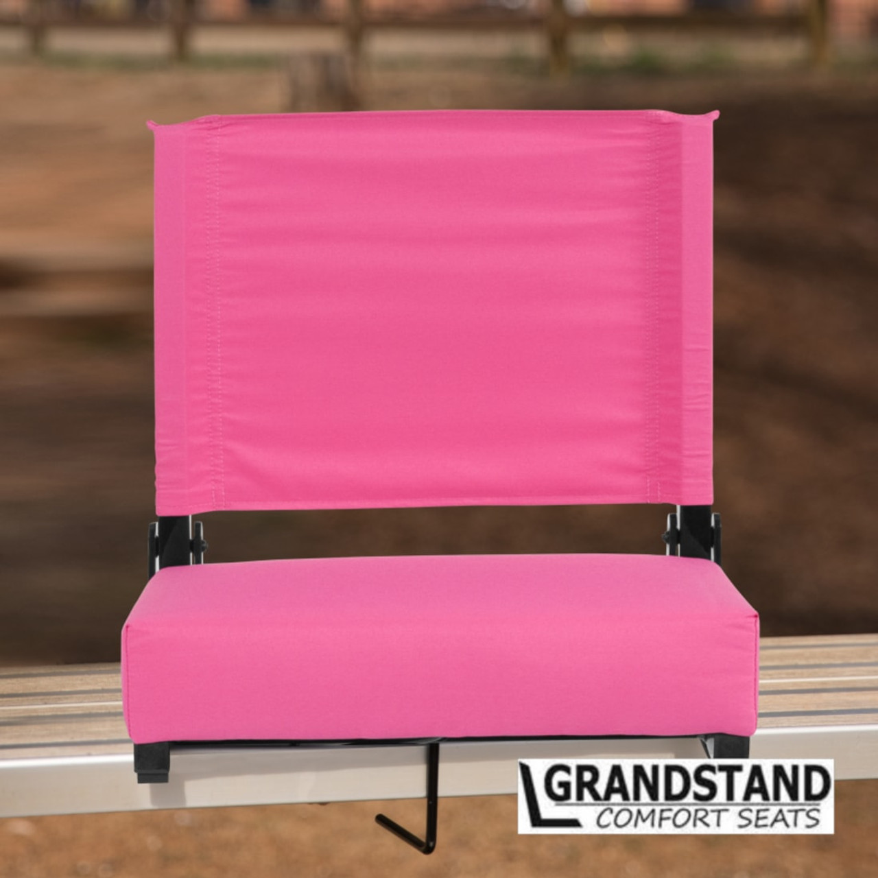 Grandstand Comfort Seats by Flash - 500 lb. Rated Lightweight Stadium Chair with Handle & Ultra-Padded Seat, Pink