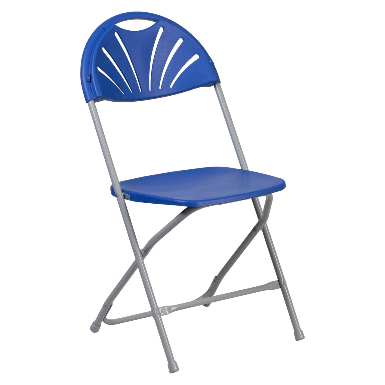 HERCULES Blue Plastic Fan Back Folding Chair