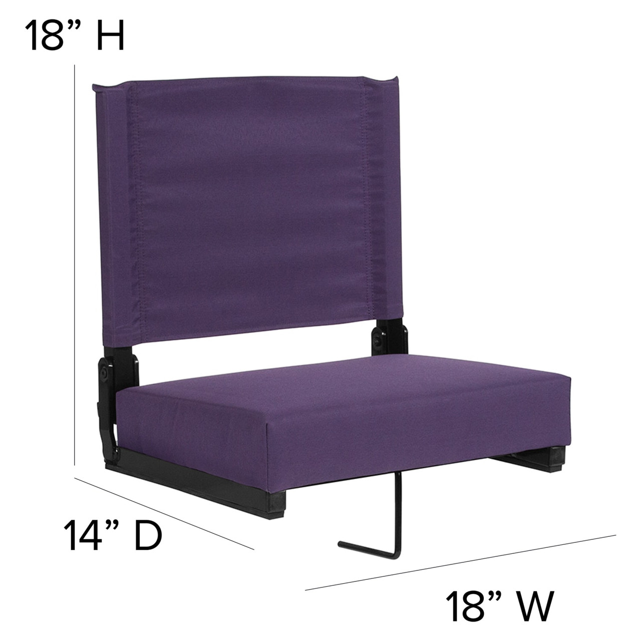 Grandstand Comfort Seats by Flash - Lightweight Stadium Chair with Handle & Ultra-Padded Seat, Dark Purple