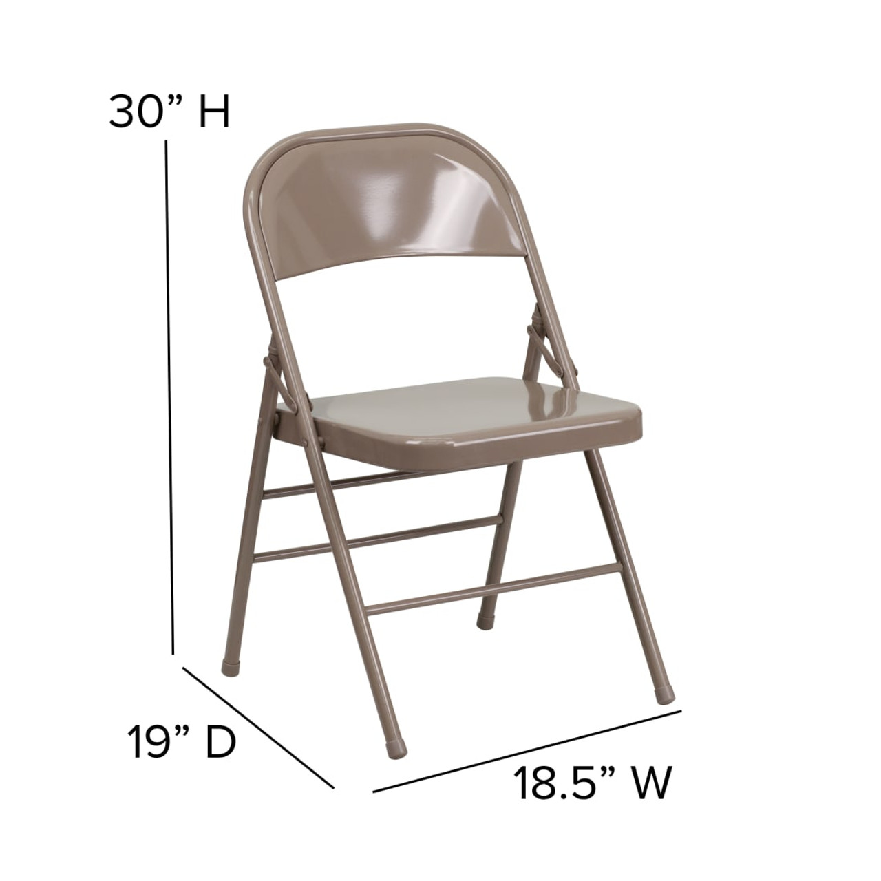 HERCULES Series Triple Braced & Double Hinged Beige Metal Folding Chair