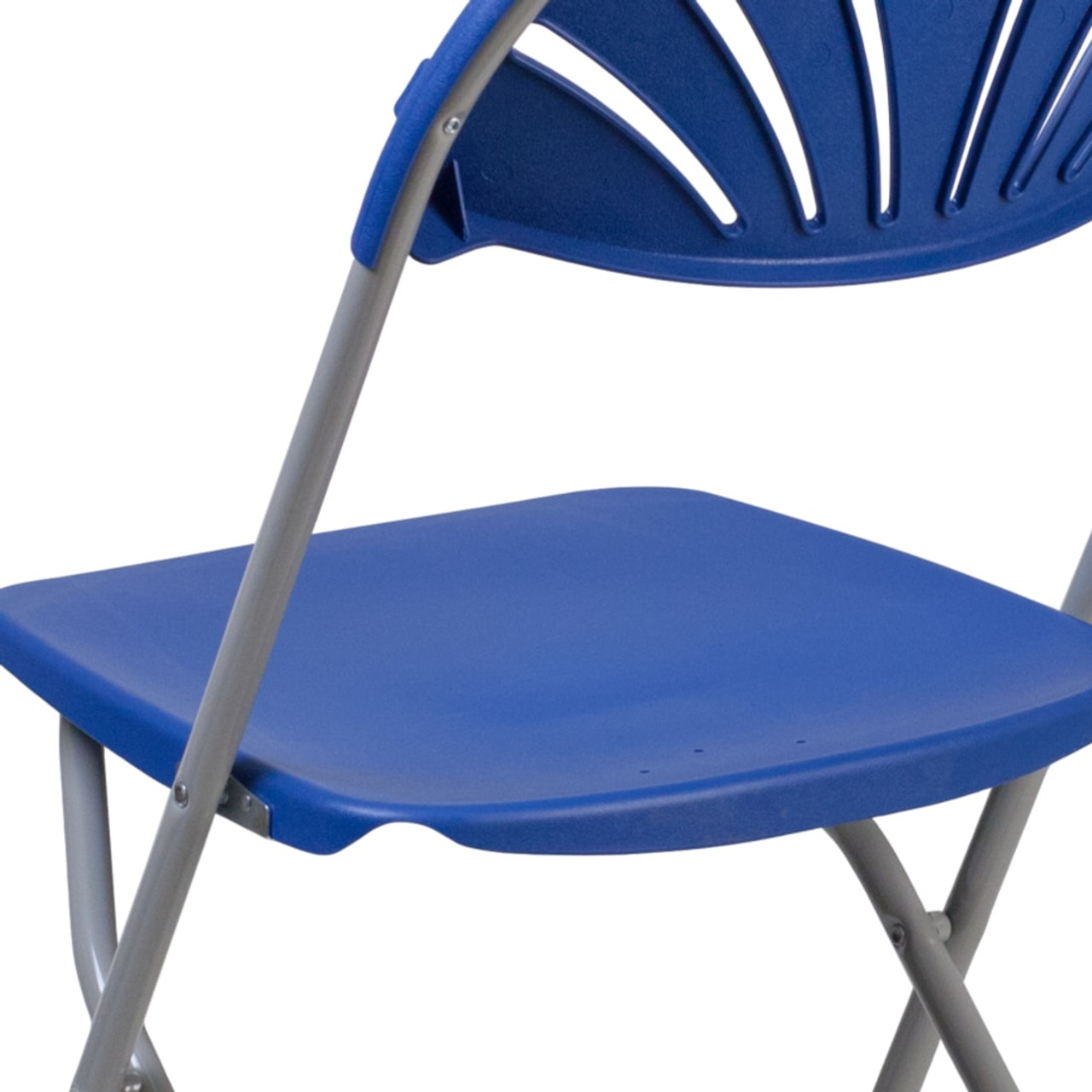 2 Pack Hercules  Blue Plastic Fan Back Folding Chair