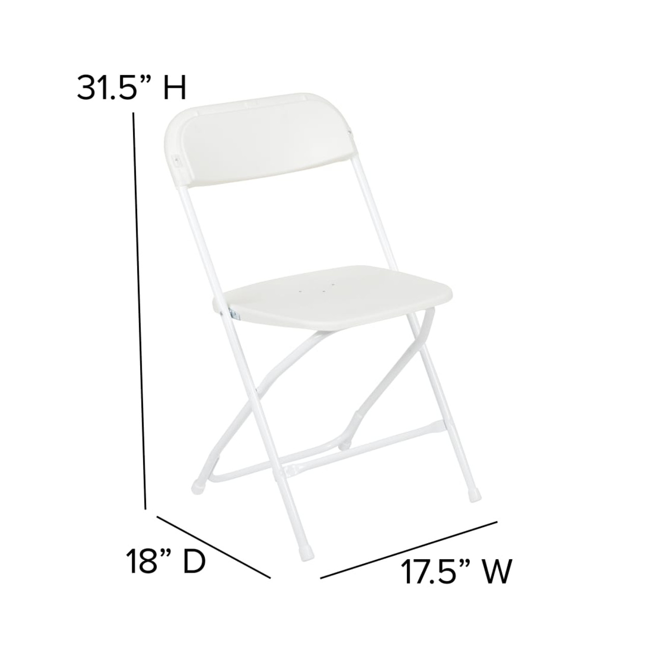 Hercules  Series Plastic Folding Chair - White - 10 Pack Comfortable Event Chair-Lightweight Folding Chair