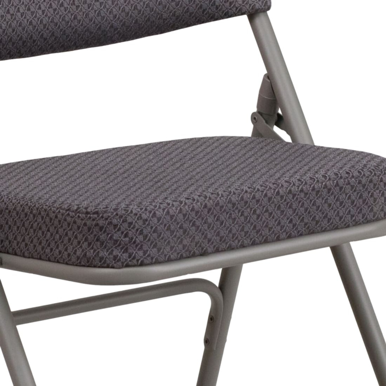 2 Pack HERCULES Series Premium Curved Triple Braced & Double Hinged Gray Fabric Grey Metal Folding Chair