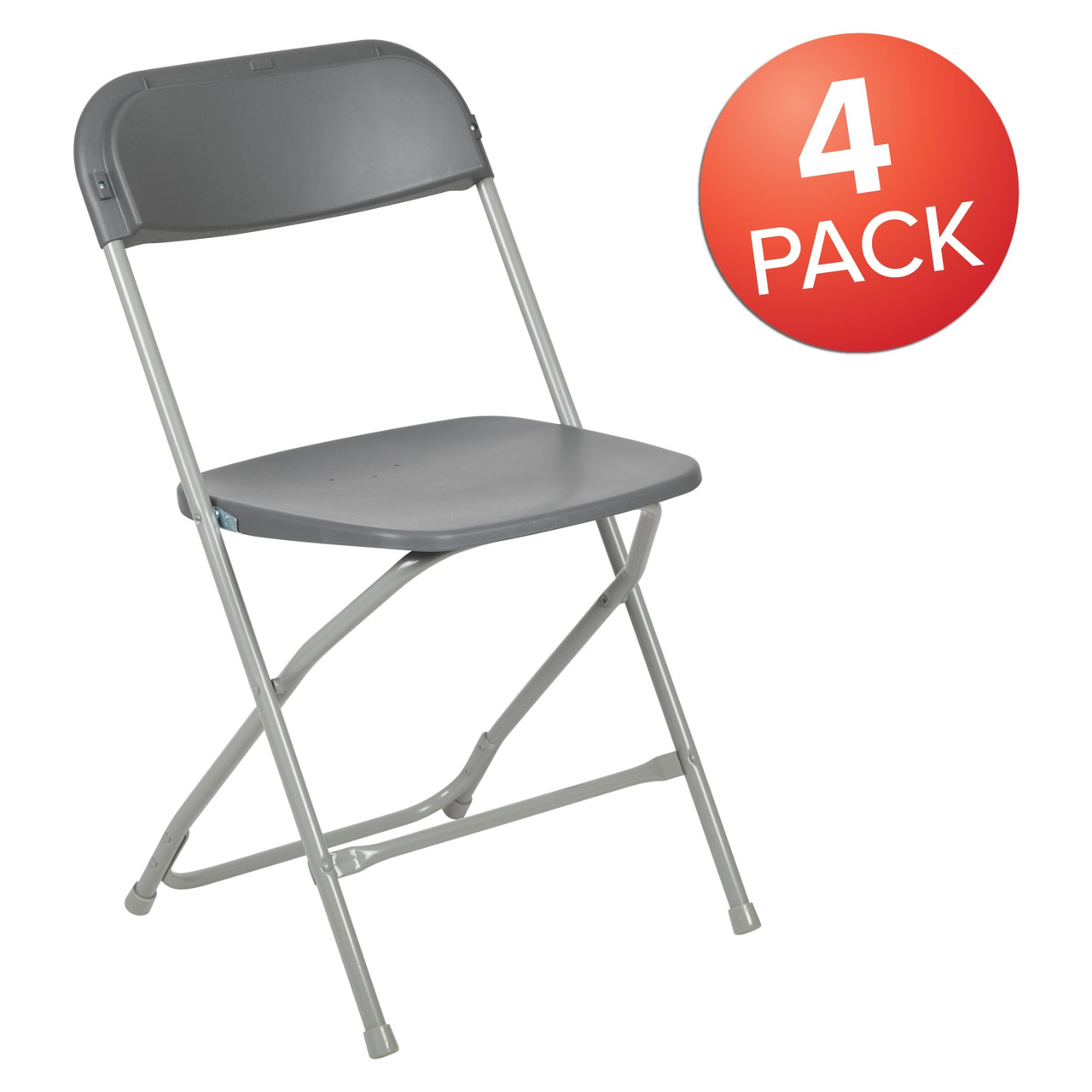 Hercules Series Plastic Folding Chair - Gray - 4 Pack Comfortable Event Chair-Lightweight Folding Chair