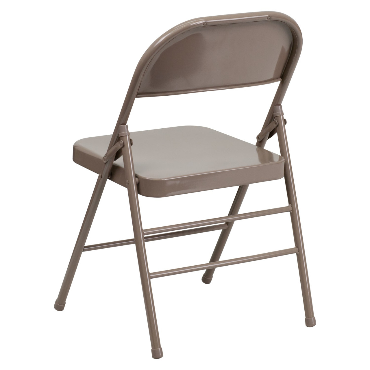 4 Pack HERCULES Series Triple Braced & Double Hinged Beige Metal Folding Chair