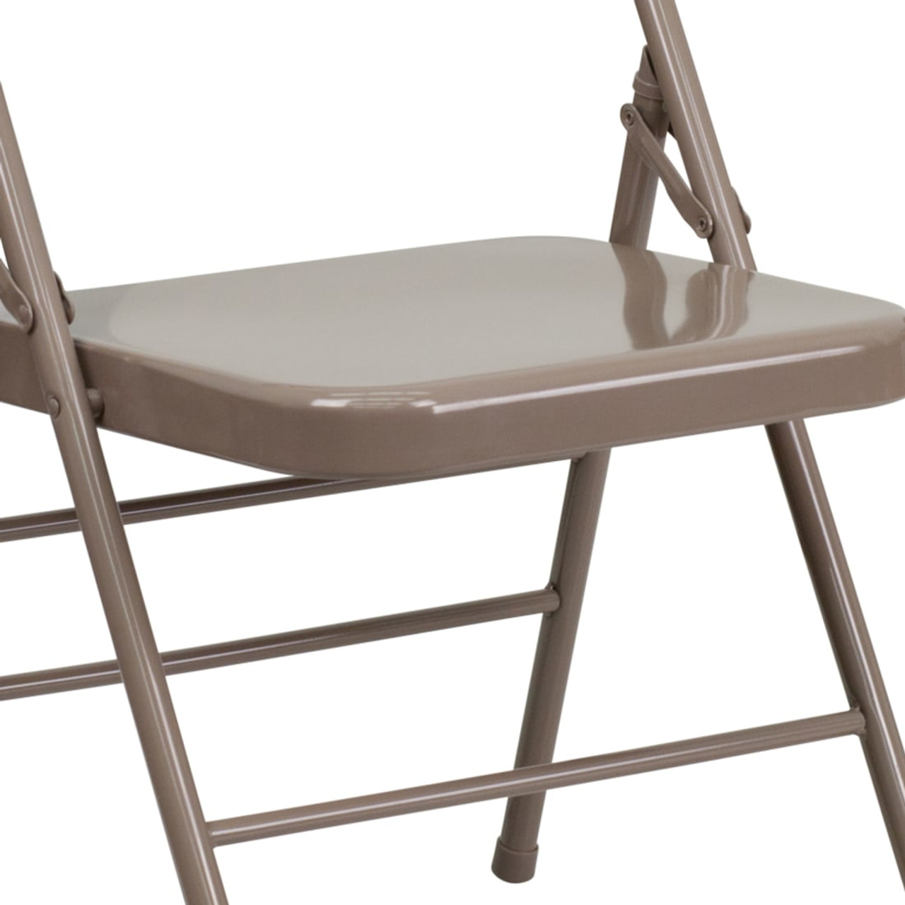 4 Pack HERCULES Series Triple Braced & Double Hinged Beige Metal Folding Chair