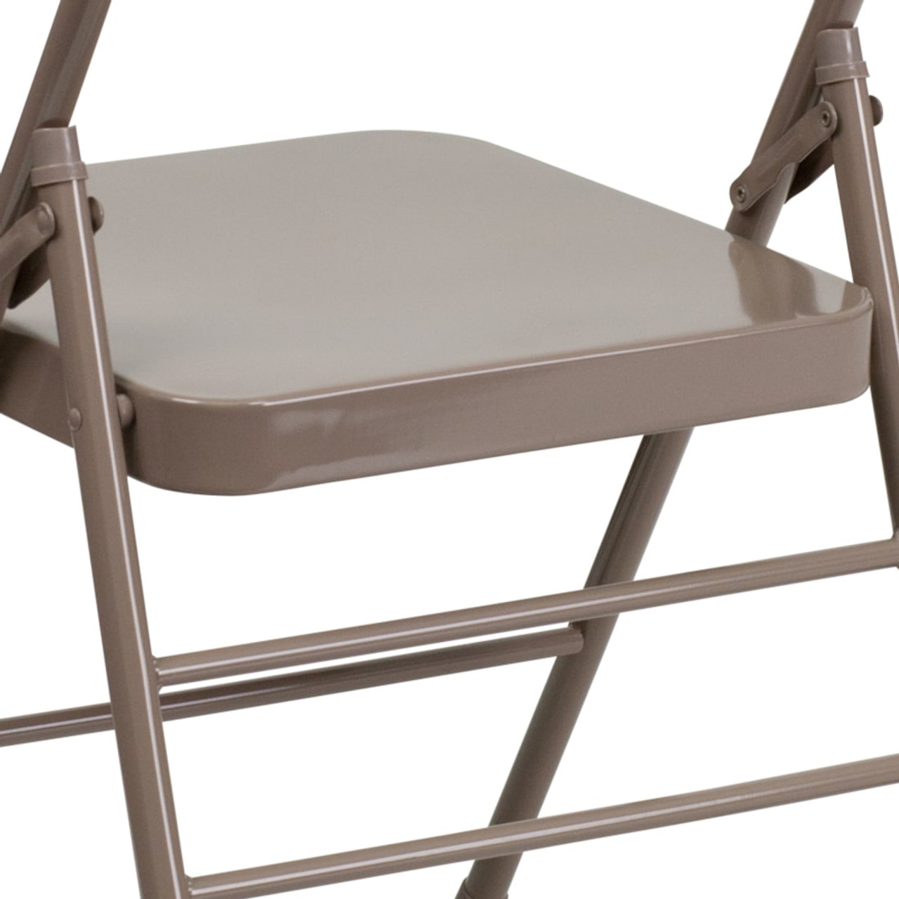 4 Pack HERCULES Series Triple Braced & Double Hinged Beige Metal Folding Chair