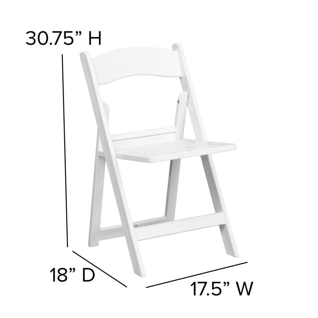 HERCULES Capacity White Resin Folding Chair with Slatted Seat