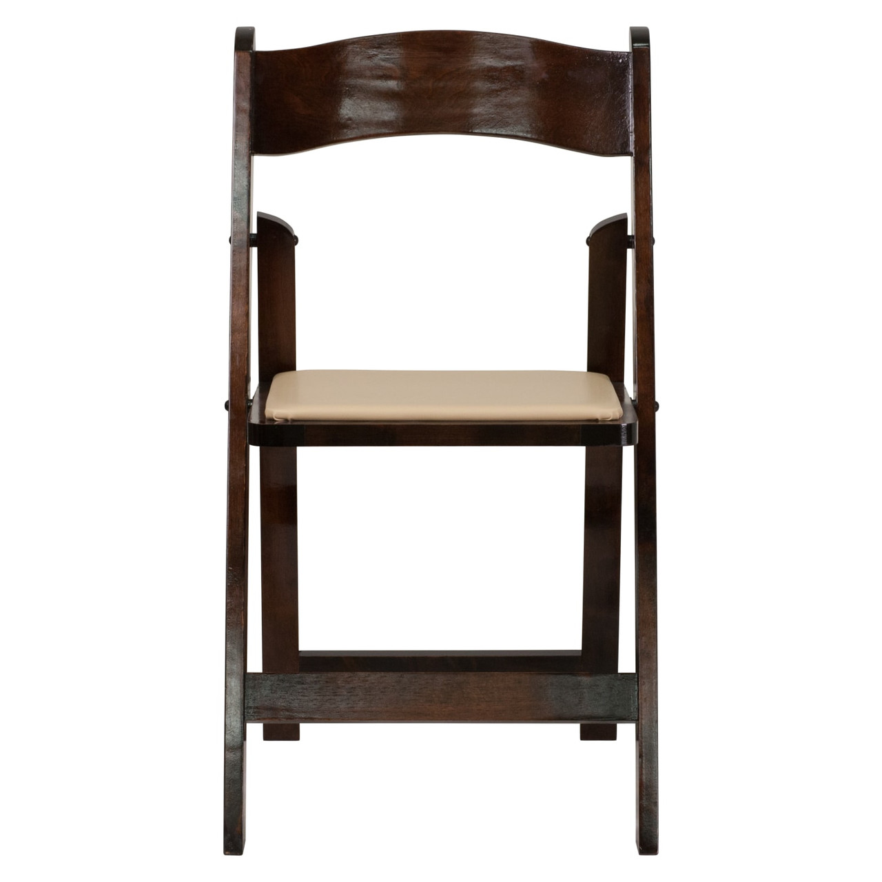 2 Pack Hercules  Series Fruitwood Wood Folding Chair with Vinyl Padded Seat