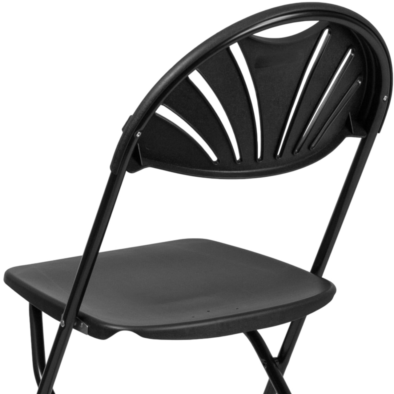 8 Pack Hercules  Black Plastic Fan Back Folding Chair