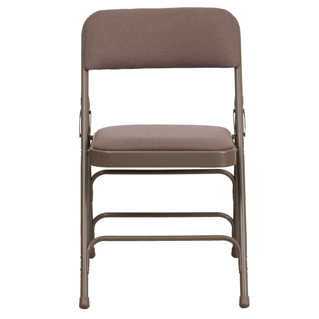 4 Pack HERCULES Series Curved Triple Braced & Double Hinged Beige Fabric Metal Folding Chair