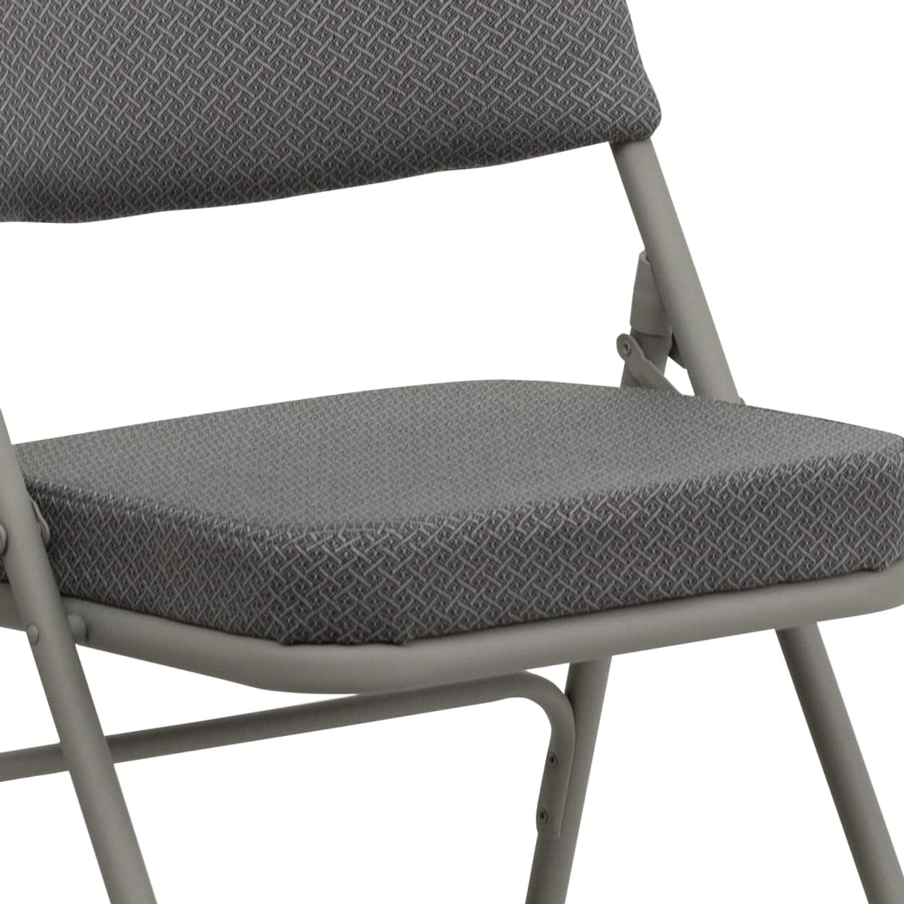 HERCULES Series Premium Curved Triple Braced & Double Hinged Light Gray Fabric Metal Folding Chair