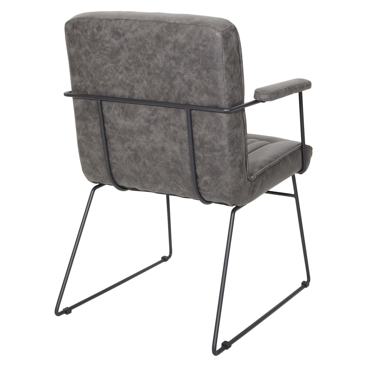 GT Chair in Charcoal Faux Leather with Black Sled Base