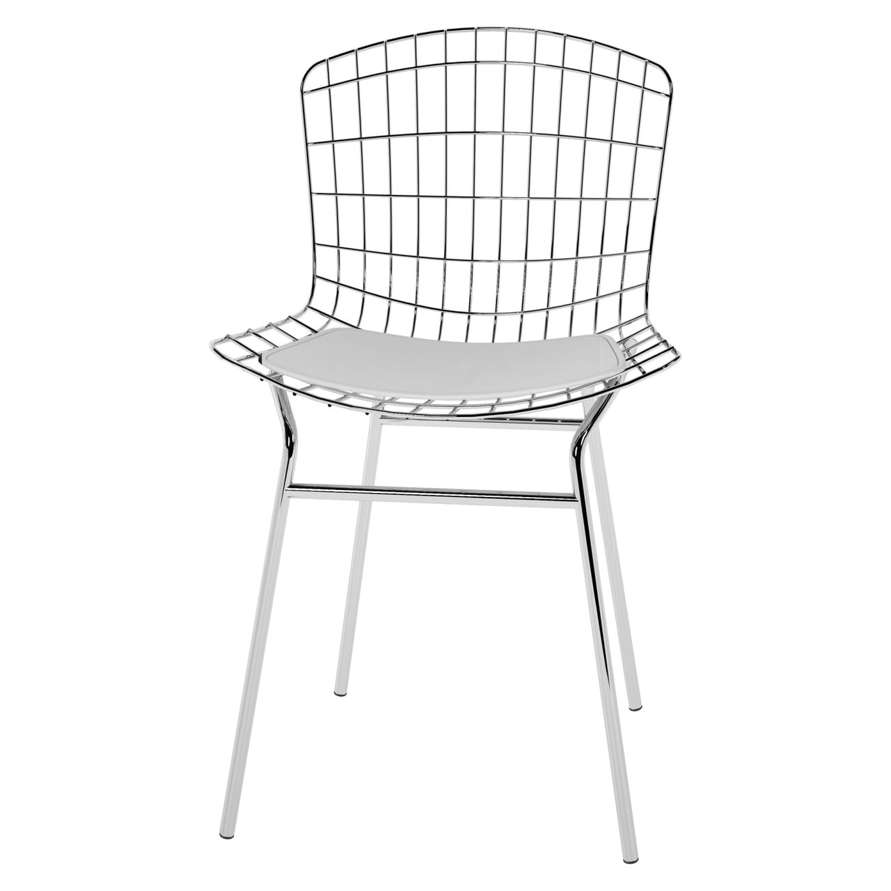 Madeline Metal Chair with Seat Cushion in Silver and White