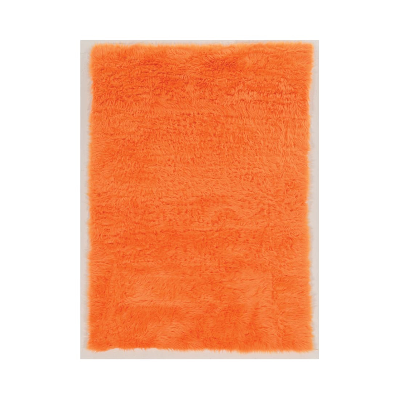 Orange Faux Sheepskin Rug (3' x 5')