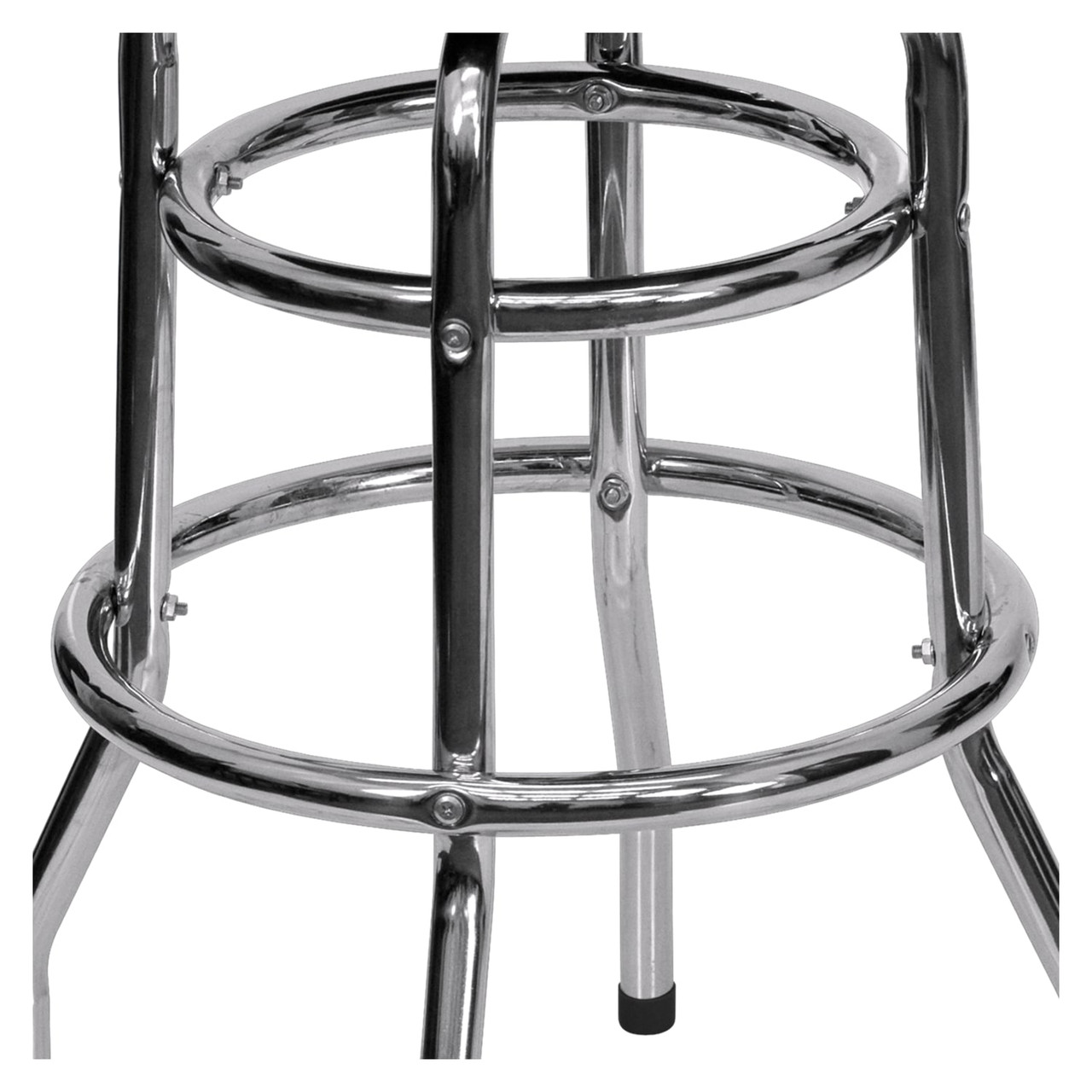 Double Ring Chrome Barstool with Red Seat