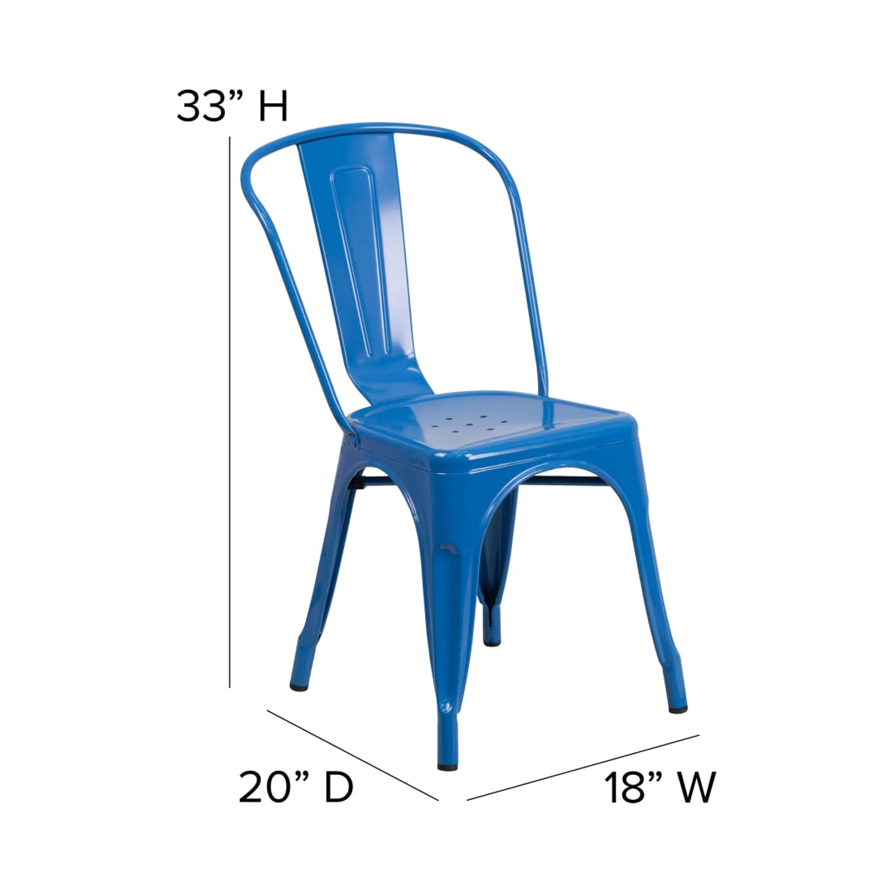4 Pack Blue Metal Indoor-Outdoor Stackable Chair