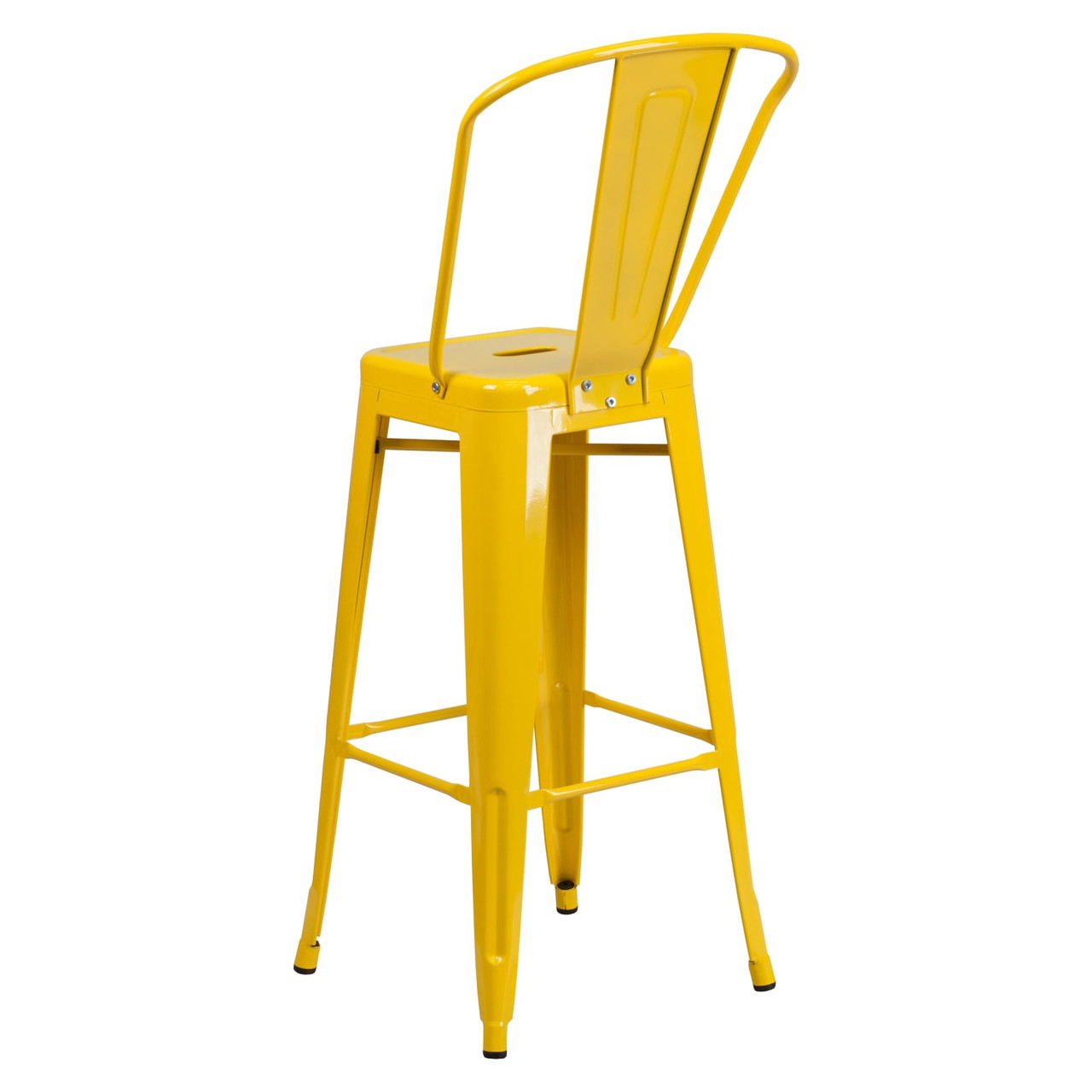 4 Pack 30” High Yellow Metal Indoor-Outdoor Barstool with Removable Back