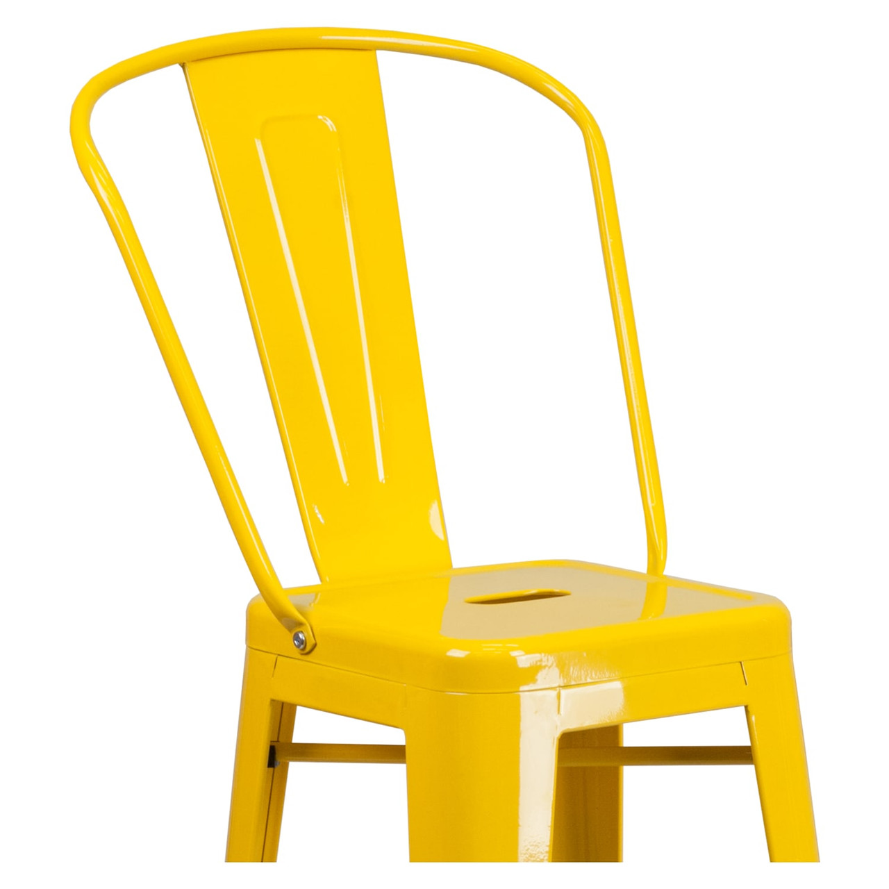 4 Pack 30” High Yellow Metal Indoor-Outdoor Barstool with Removable Back