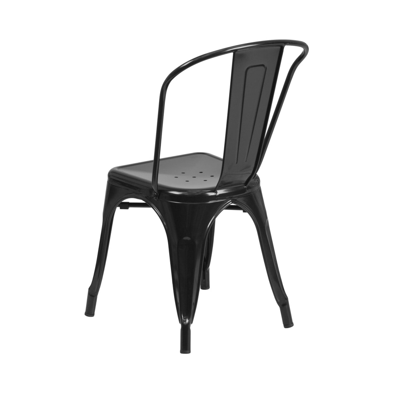 4 Pack Black Metal Indoor-Outdoor Stackable Chair