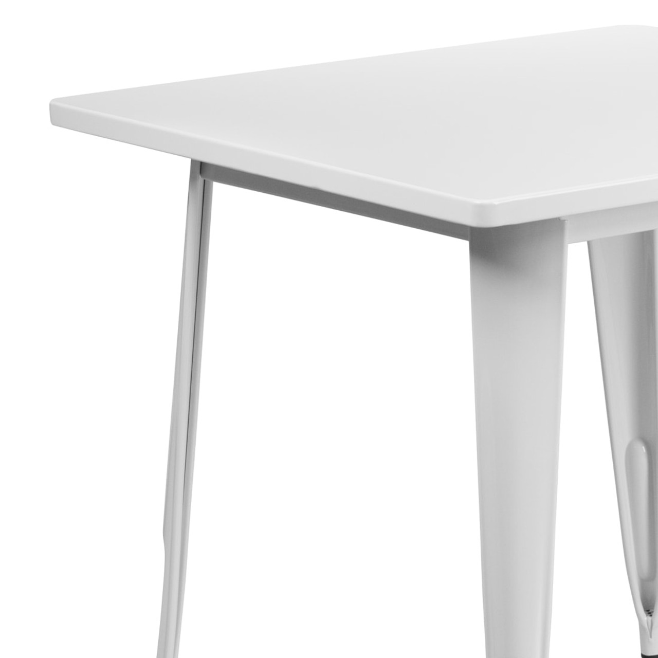 31.5” Square White Metal Indoor-Outdoor Table