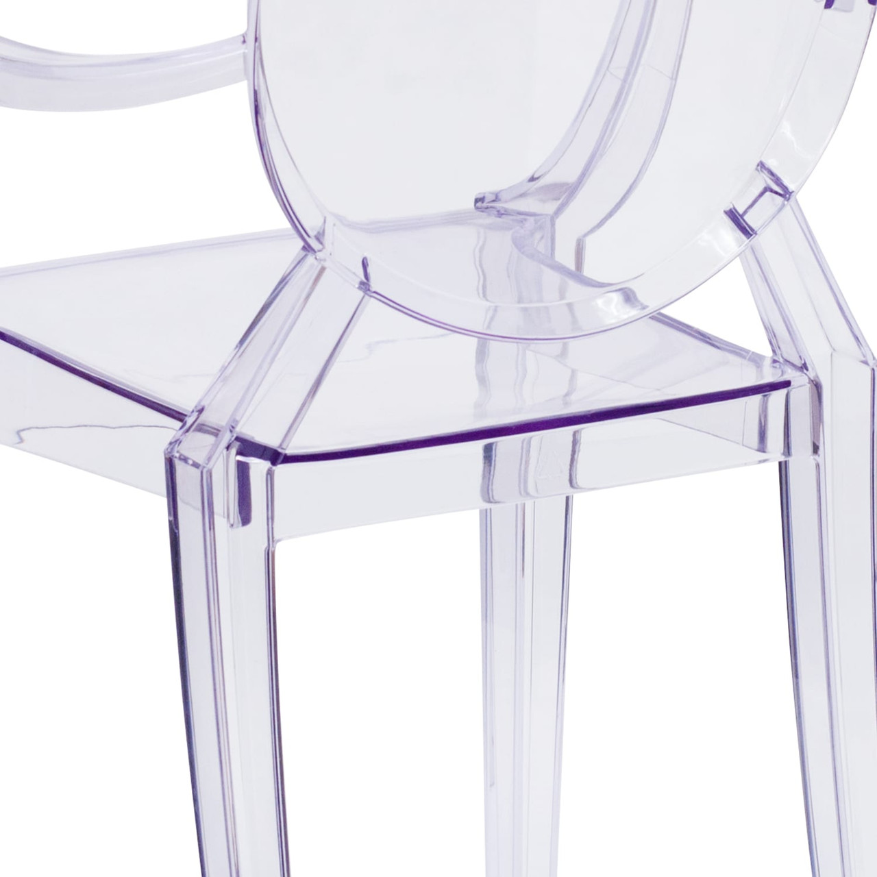 4 Pack Ghost Chair with Arms in Transparent Crystal