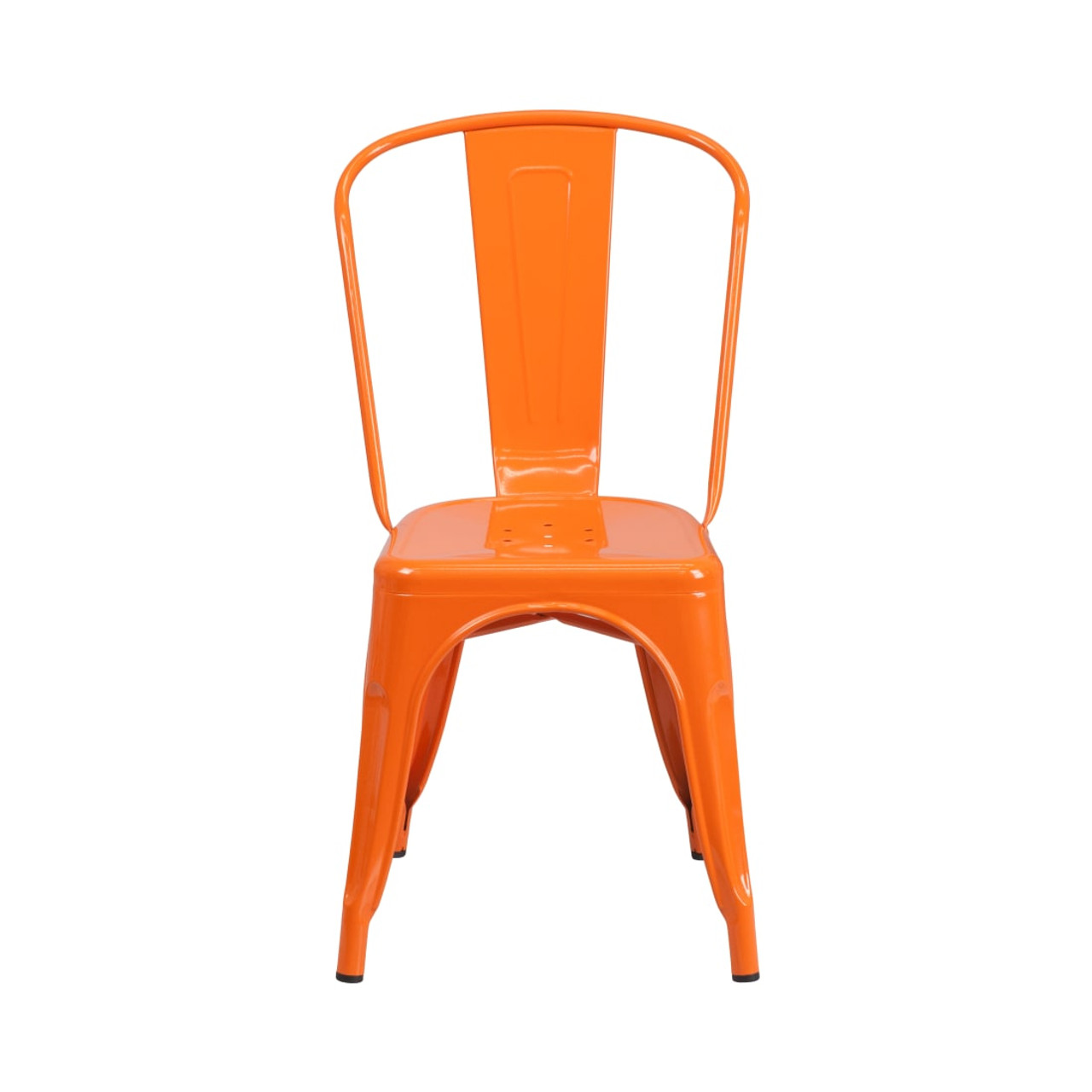 Orange Metal Indoor-Outdoor Stackable Chair