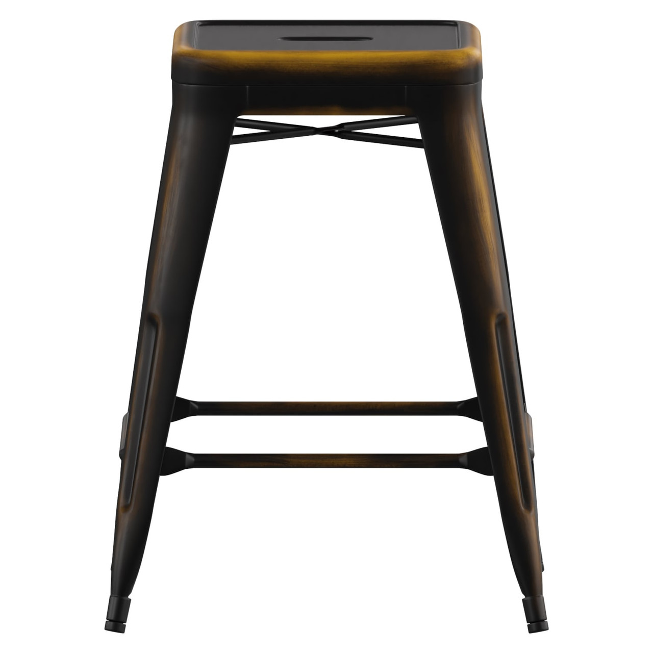 24” High Backless Distressed Copper Metal Indoor-Outdoor Counter Height Stool