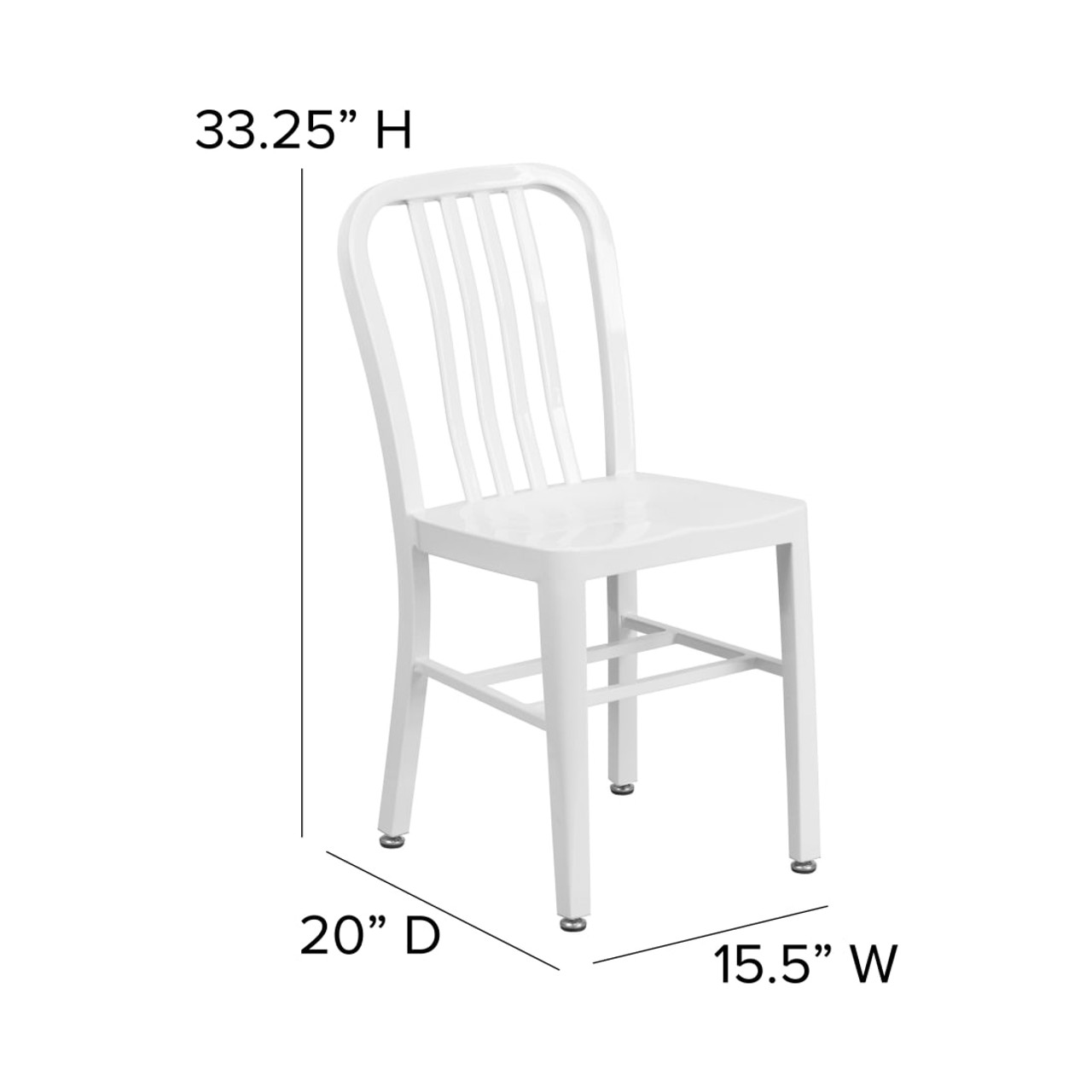 2 Pack White Metal Indoor-Outdoor Chair