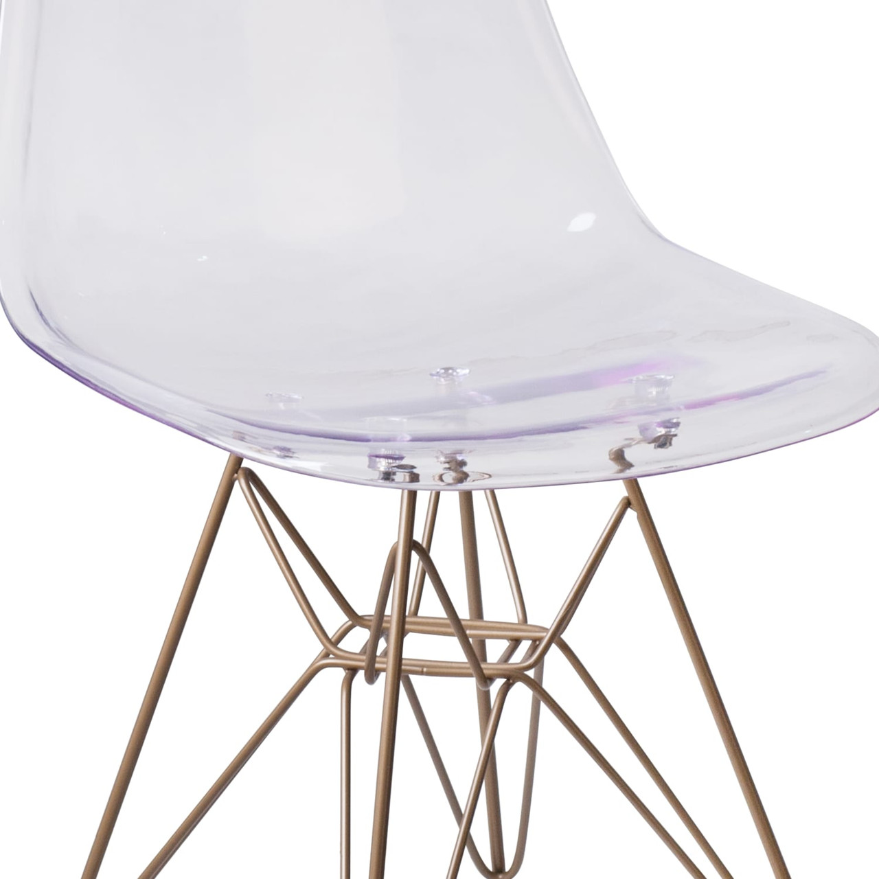 2 Pack Elon Series Ghost Chair with Gold Metal Base