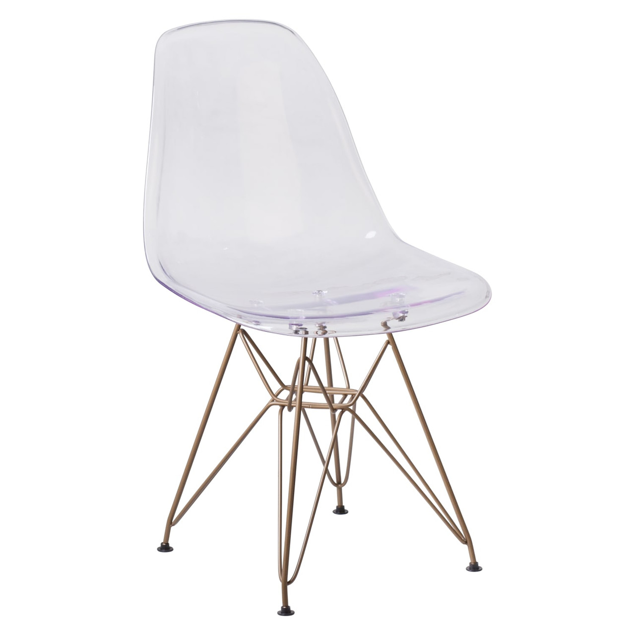 2 Pack Elon Series Ghost Chair with Gold Metal Base