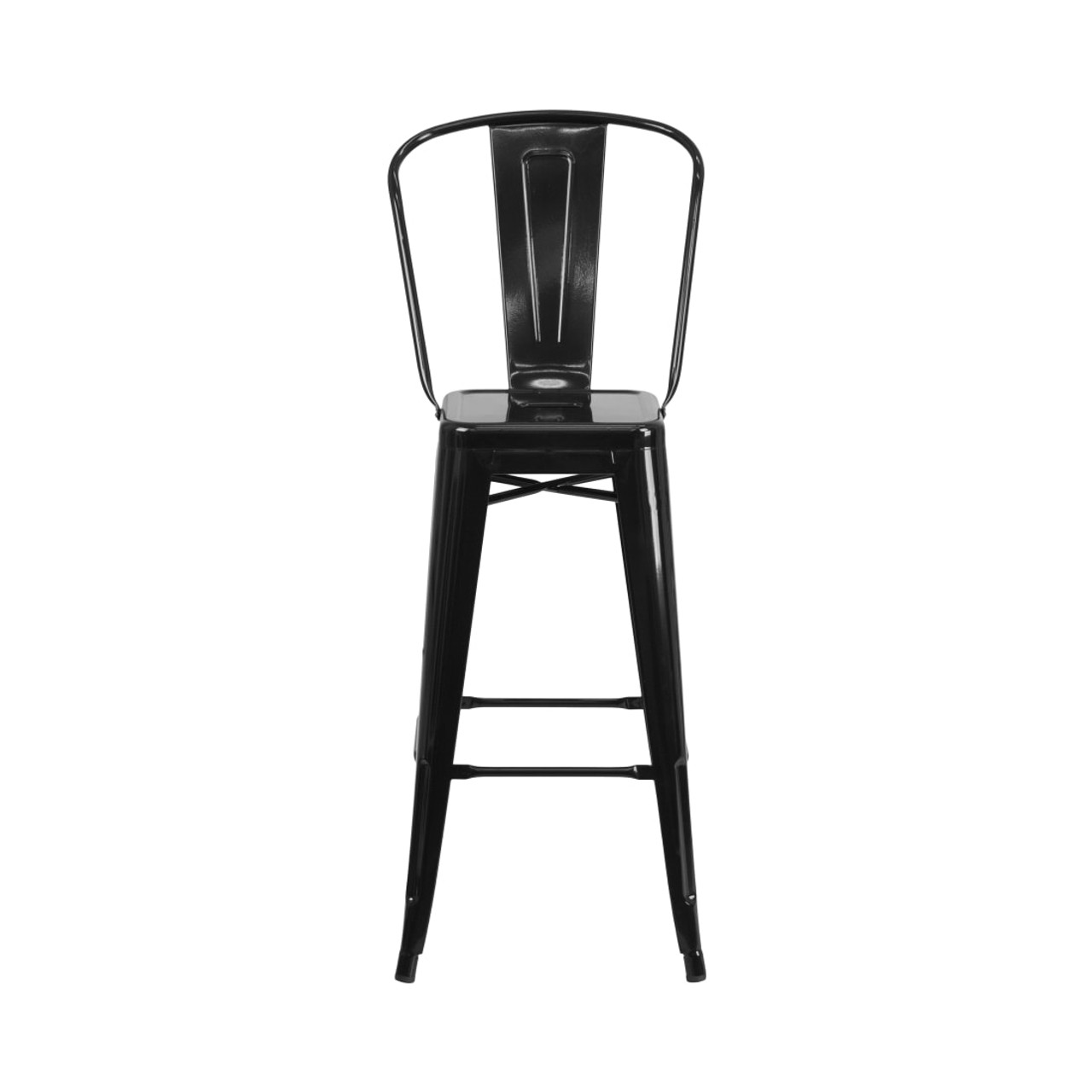 4 Pack 30” High Black Metal Indoor-Outdoor Barstool with Removable Back
