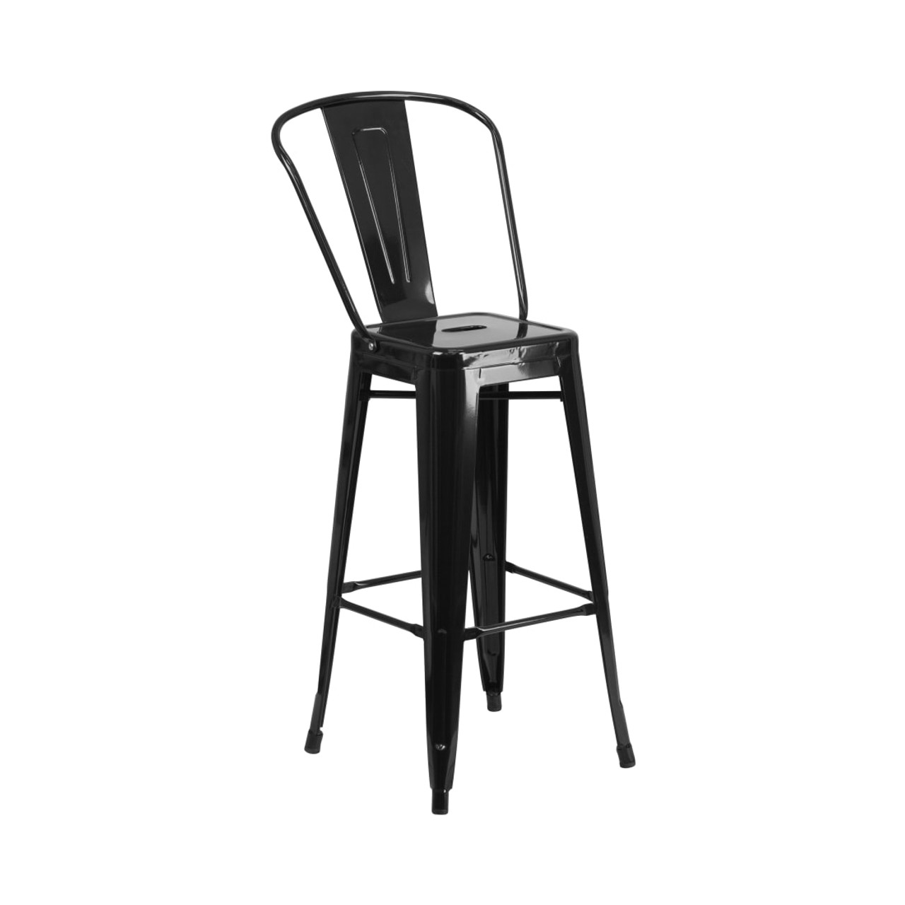 4 Pack 30” High Black Metal Indoor-Outdoor Barstool with Removable Back