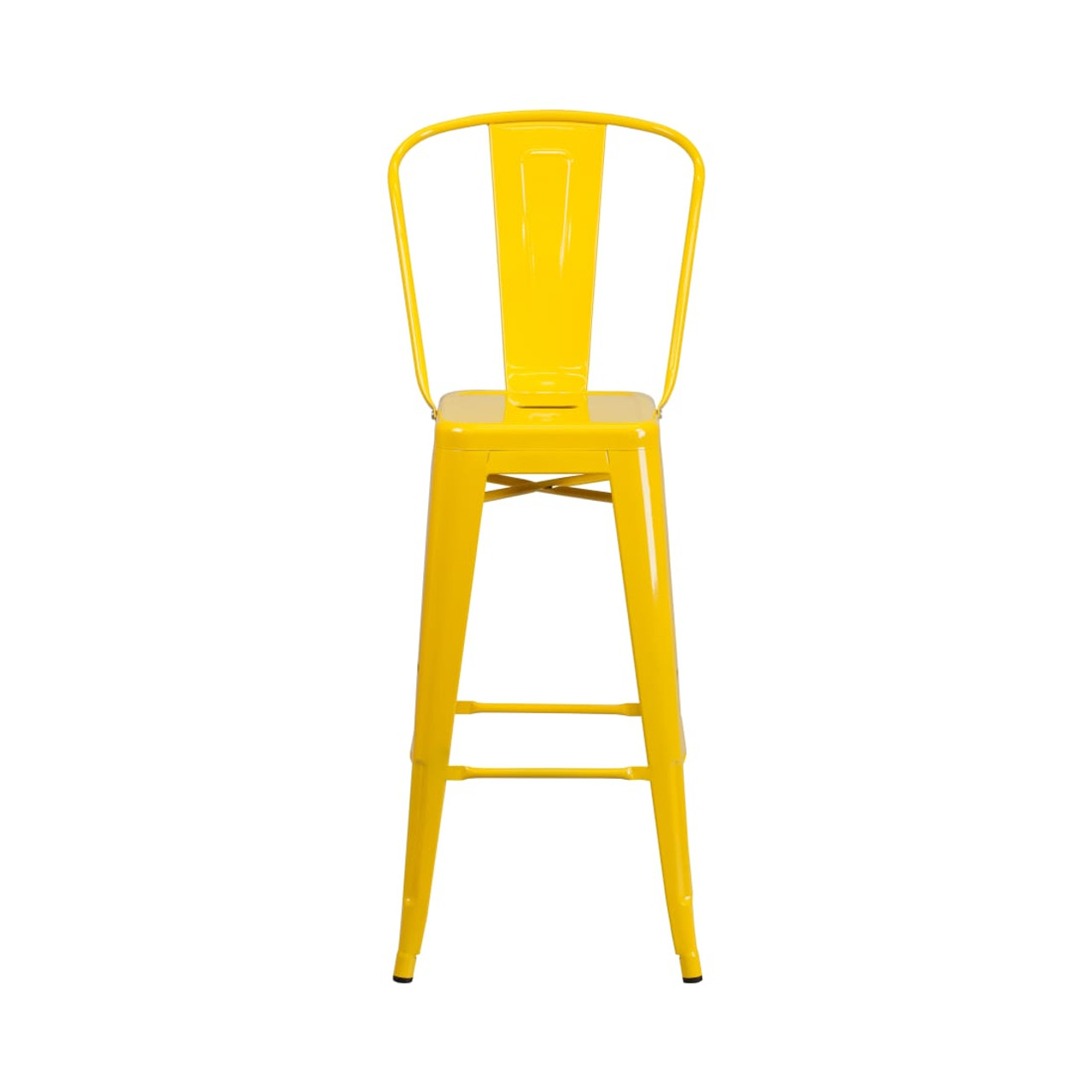 30” High Yellow Metal Indoor-Outdoor Barstool with Removable Back