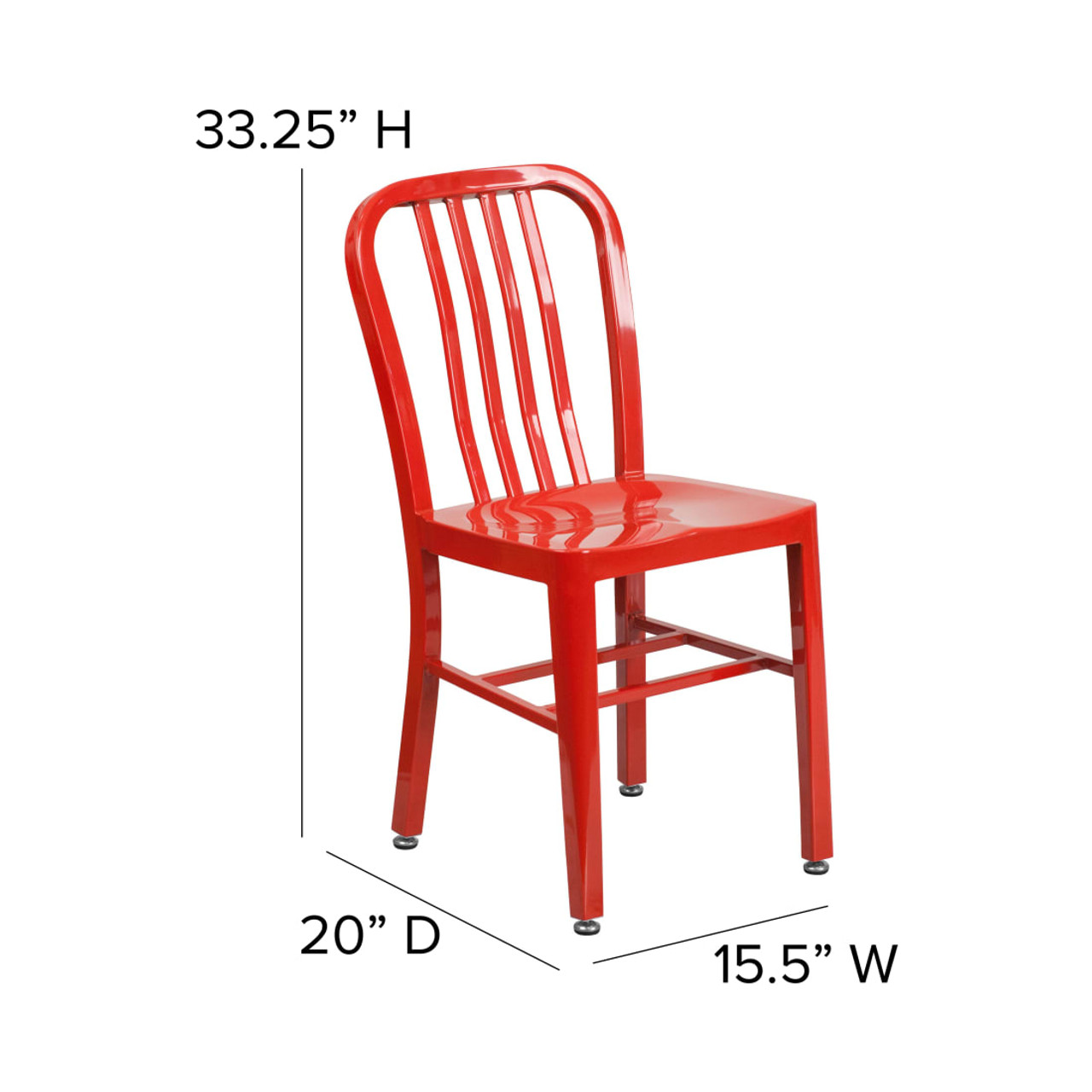 2 Pack Red Metal Indoor-Outdoor Chair