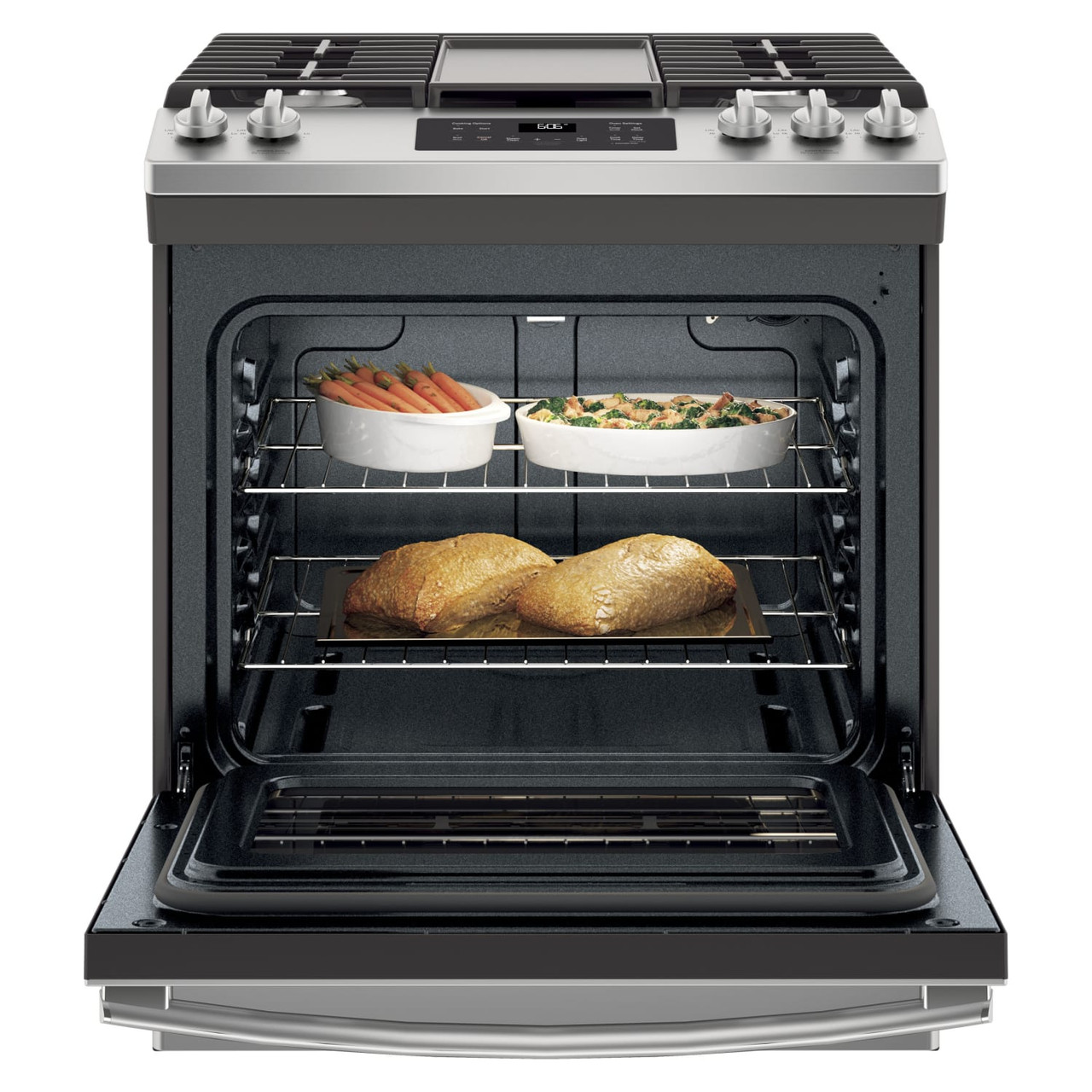 GE® 30” Slide-In Front Control Gas Range - JGSS66SELSS