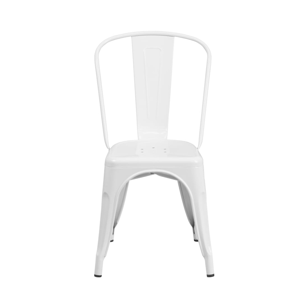 4 Pack White Metal Indoor-Outdoor Stackable Chair